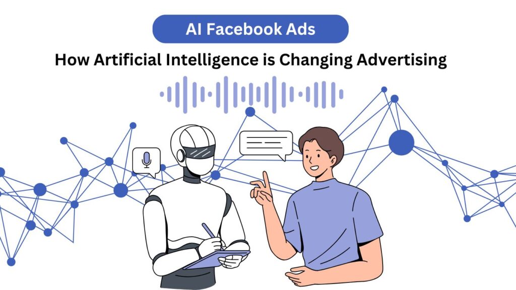 Illustration showing how Artificial Intelligence optimizes Facebook Ads for better targeting and performance.